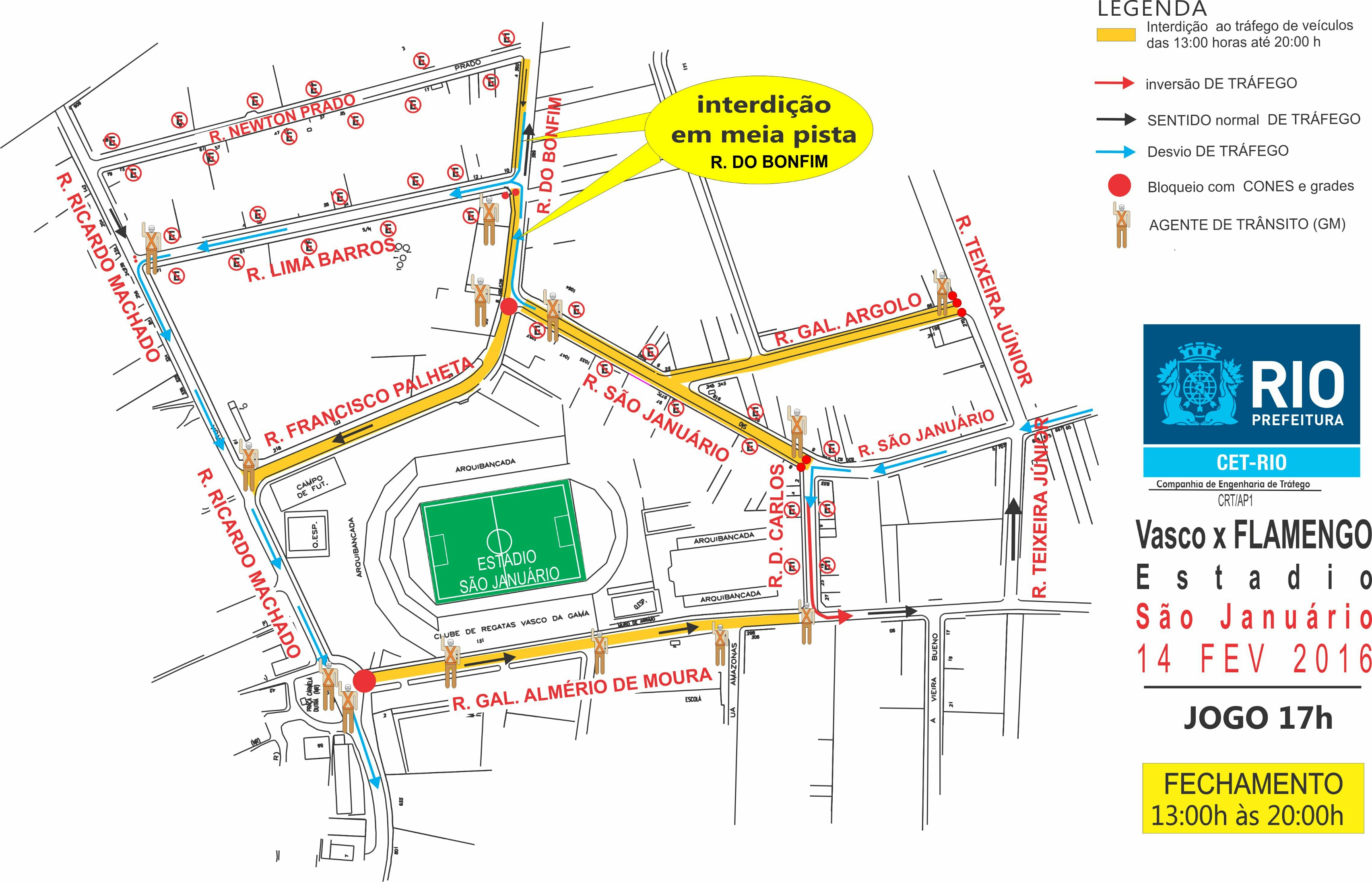 Esquema especial de trânsito para Vasco x Flamengo