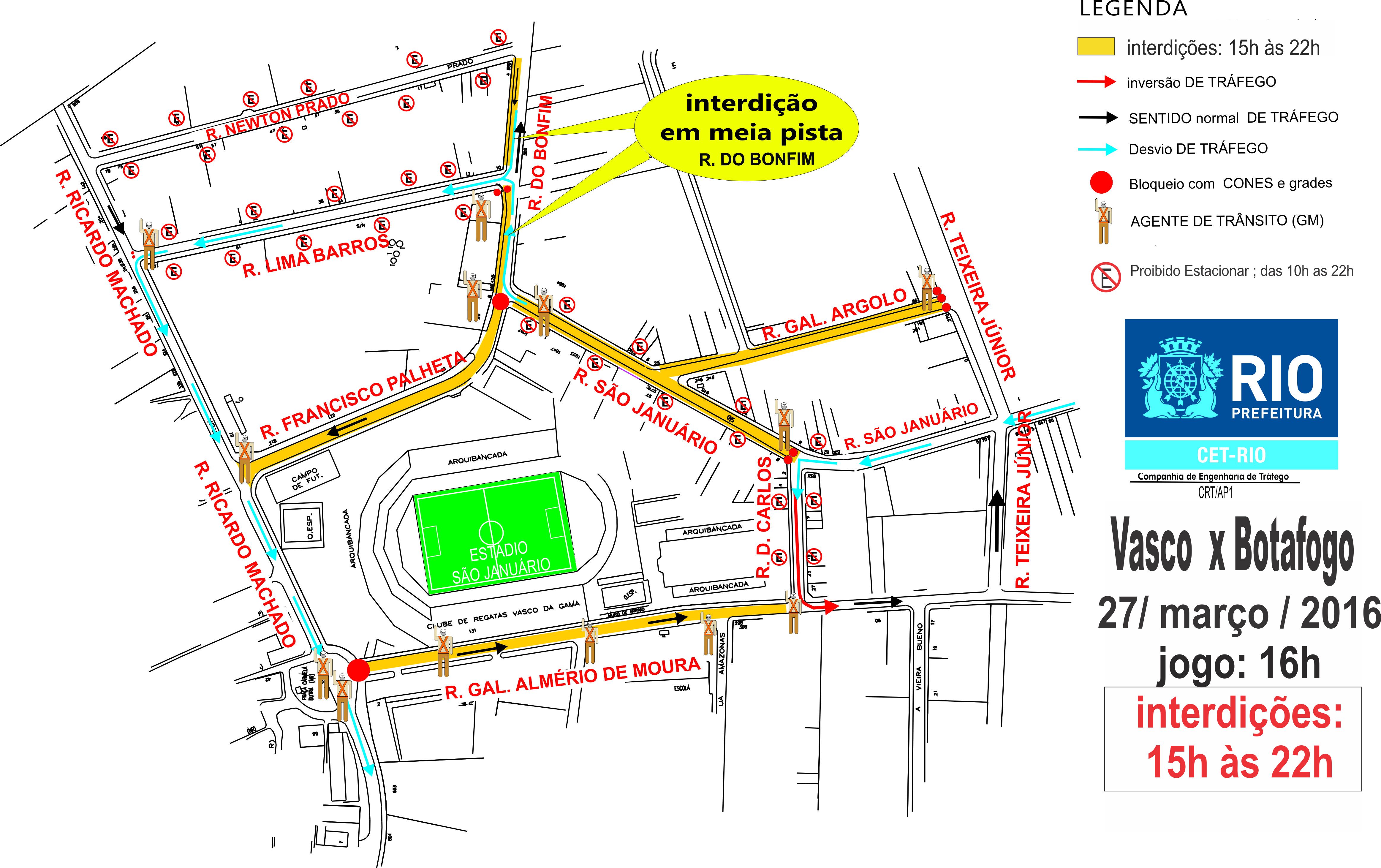 Esquema especial de trânsito para Vasco x Botafogo
