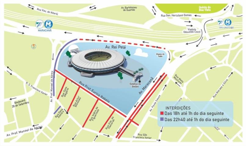 Esquema de trânsito para Fluminense e Corinthians no Maracanã