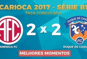 Melhores Momentos - America 2 X 2 Duque de Caxias - Tç Corcovado - 9 Rodada - Returno